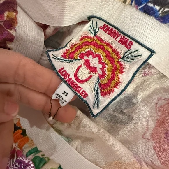 JOHNNY WAS LINEN FLORAL PRINT PULL ON SKIRT SIZE XS nwt - Picture 3 of 5